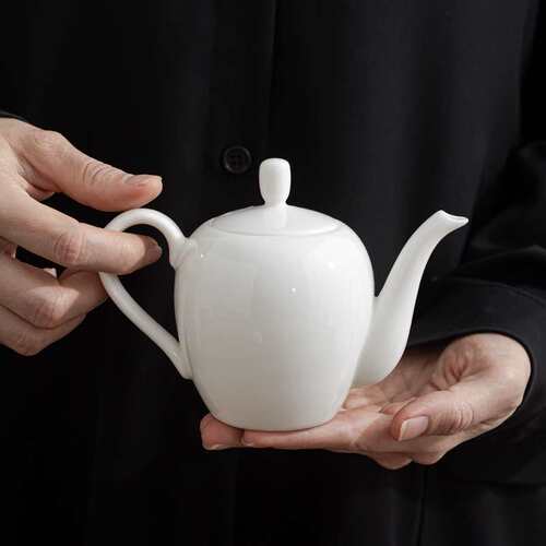 德化白瓷茶壶 羊脂玉瓷美人肩壶单壶球孔过滤小号泡茶壶功夫茶具