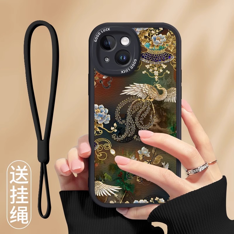 适用苹果硅胶锦簇花凤凰