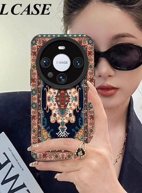民族风花纹适用华为mate60pro手机壳pura70ultra男女50小羊皮40新款nova12/11个性30硅胶防摔magic6荣耀10090