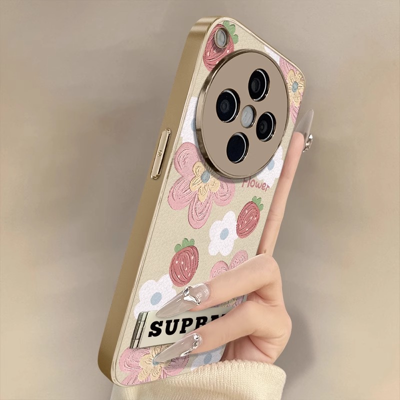 适用oppo电镀草莓花朵