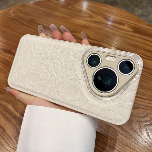 适用华为皮压印山茶花小香风女款