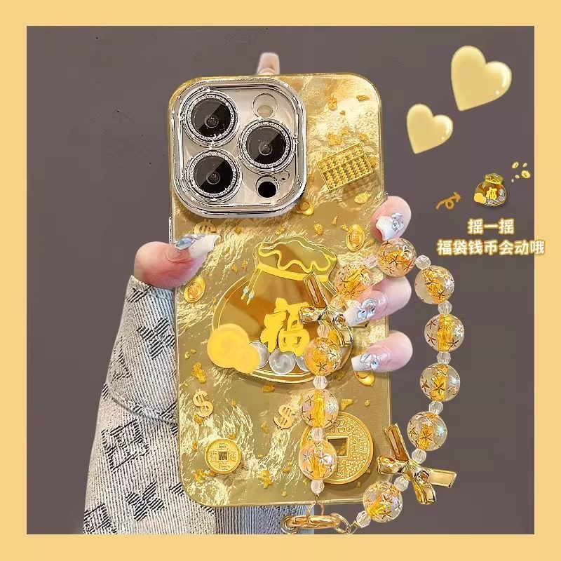 福袋钱币适用苹果16promax手机壳带镜头膜iPhone15保护套公仔14plus全包防摔13pm高级ip12情侣个性11潮17Air