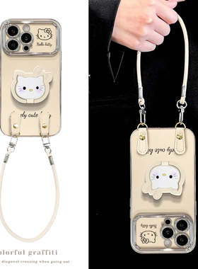 适用苹果17promax手机壳iPhone16plus/14Pro硅胶13HelloKitty支架12/11防摔xr新女款15pro电镀视窗7保护套