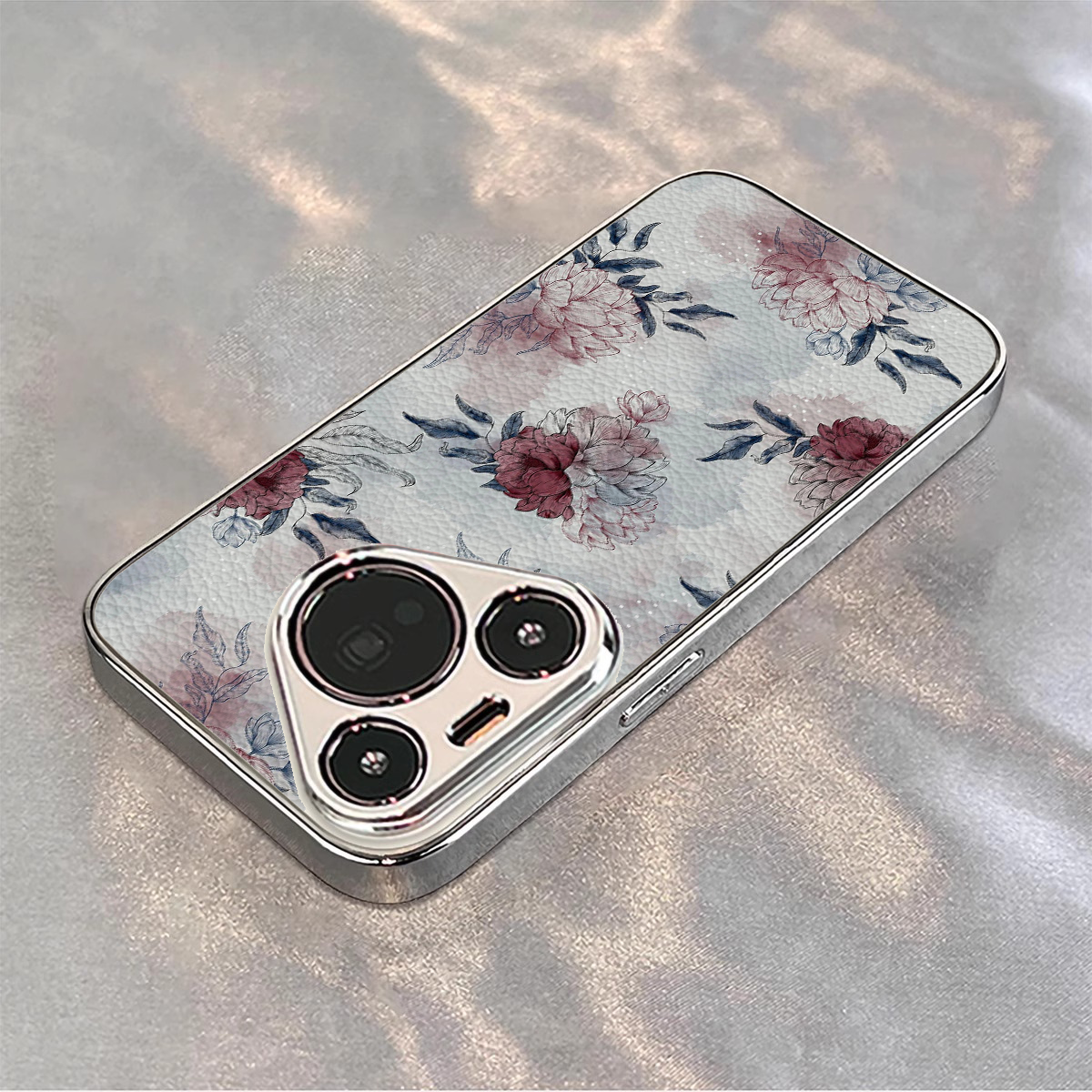 适用华为pura电镀晕染花朵