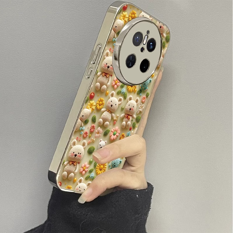 适用华为mate电镀毛线小熊