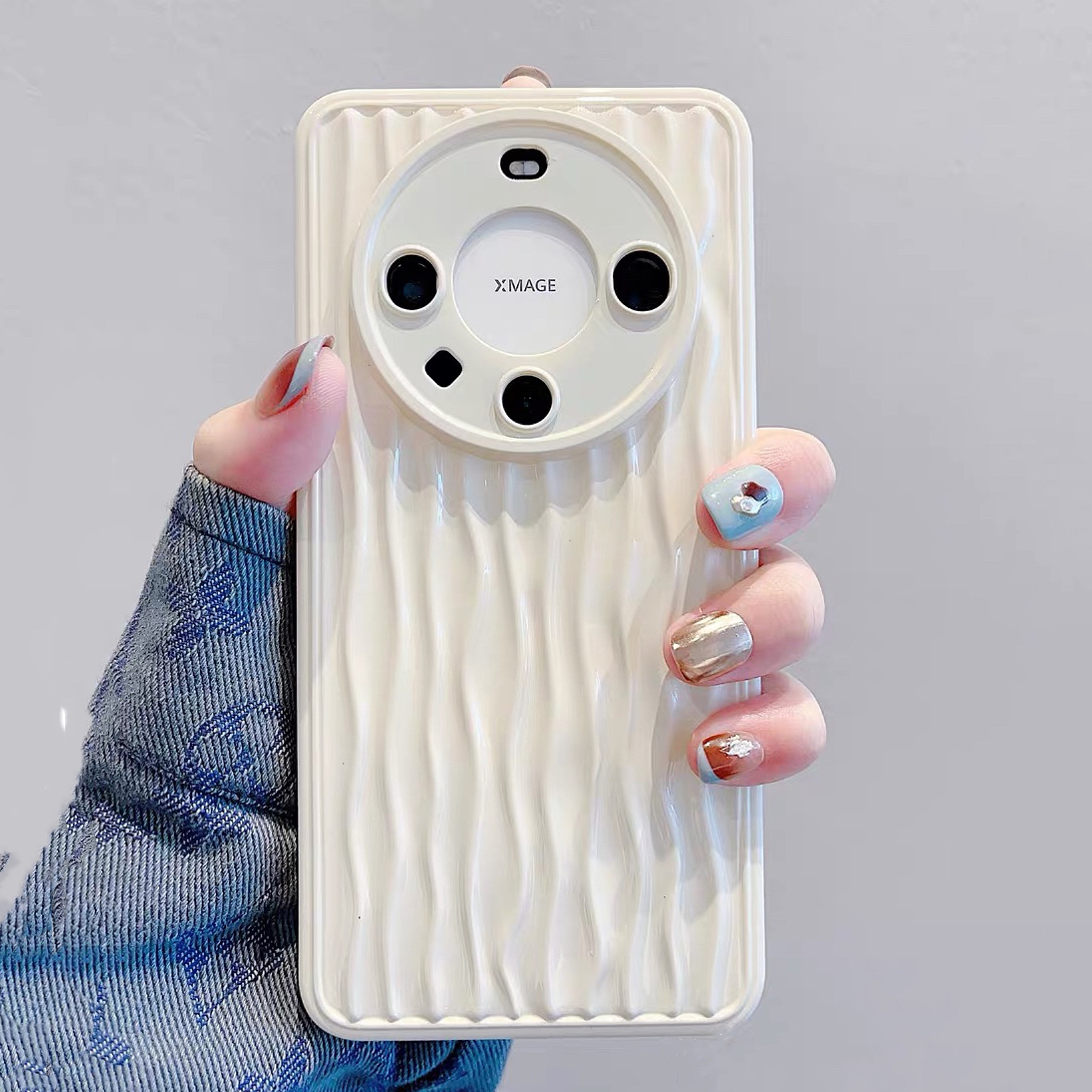 华为电镀硅胶高档奢华立体水波纹