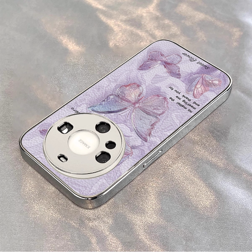 适用华为mate电镀浅紫波纹蝴蝶