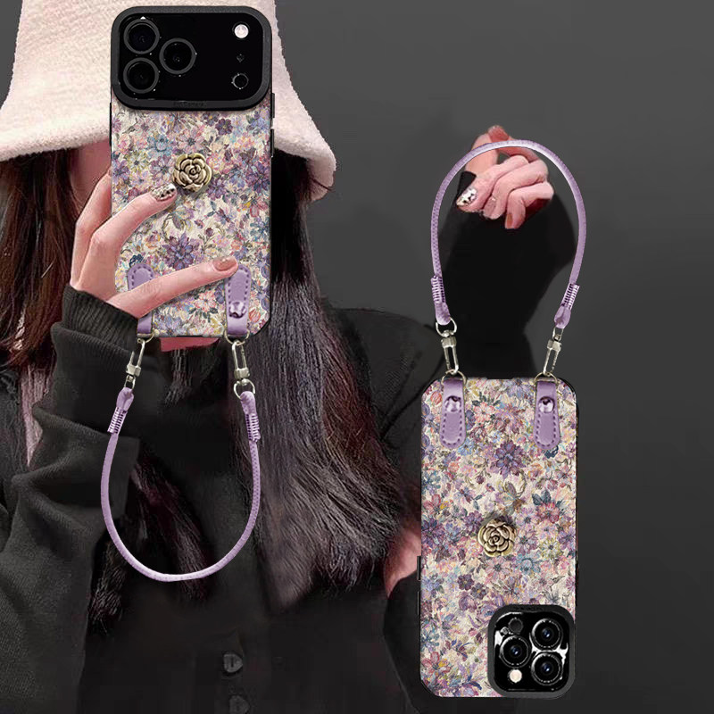 满屏紫色花适用苹果17promax手机壳手链iPhone16pro气质女神15plus带挂绳14全包13小羊皮12防摔11时尚x保护套,3C数码配件,手机保护套/壳,淘宝优惠券,粉丝福利购,淘宝优惠卷