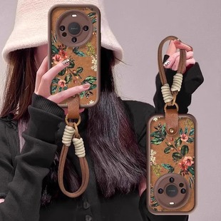 适用华为mate70pro mate50pro复古风花朵mate60防摔mate50带挂绳小香风mate40 时尚 感轻奢感mate60pro秋冬新款