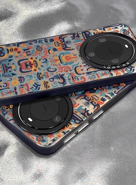 民族图腾适用华为mate60pro手机壳女nova12荣耀200100新款pura70pro磨砂彩银m50防摔40潮牌p60高级p50p保护套