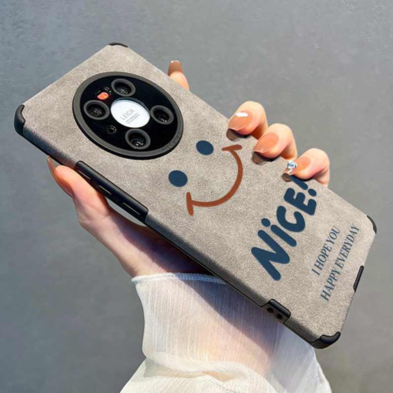 适用华为mate/p高端翻毛皮笑脸