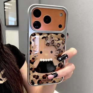 可爱秋冬豹纹黑裙kt猫适用于iphone17promax手机壳苹果15保护套14立体13全包新款 16pro巨好看max高级感手机套