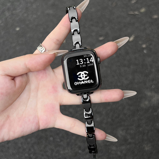 适用iwatchs11手表带金属applewatchs10苹果智能手表链iwatchs9新品 创意质感8小众设计7女士高级感专用se表壳