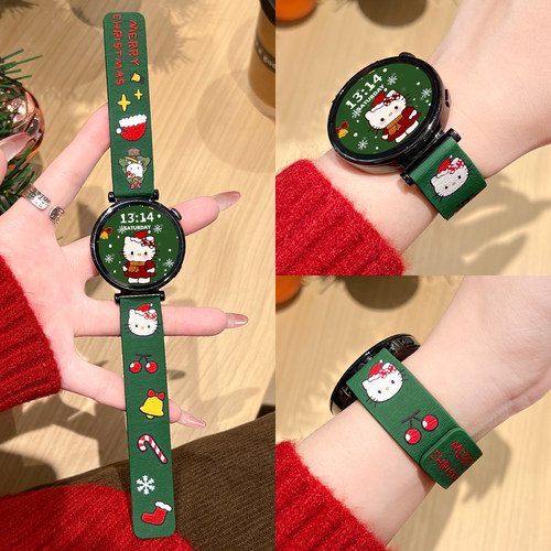学长家新款圣诞kt猫硅胶磁吸表带