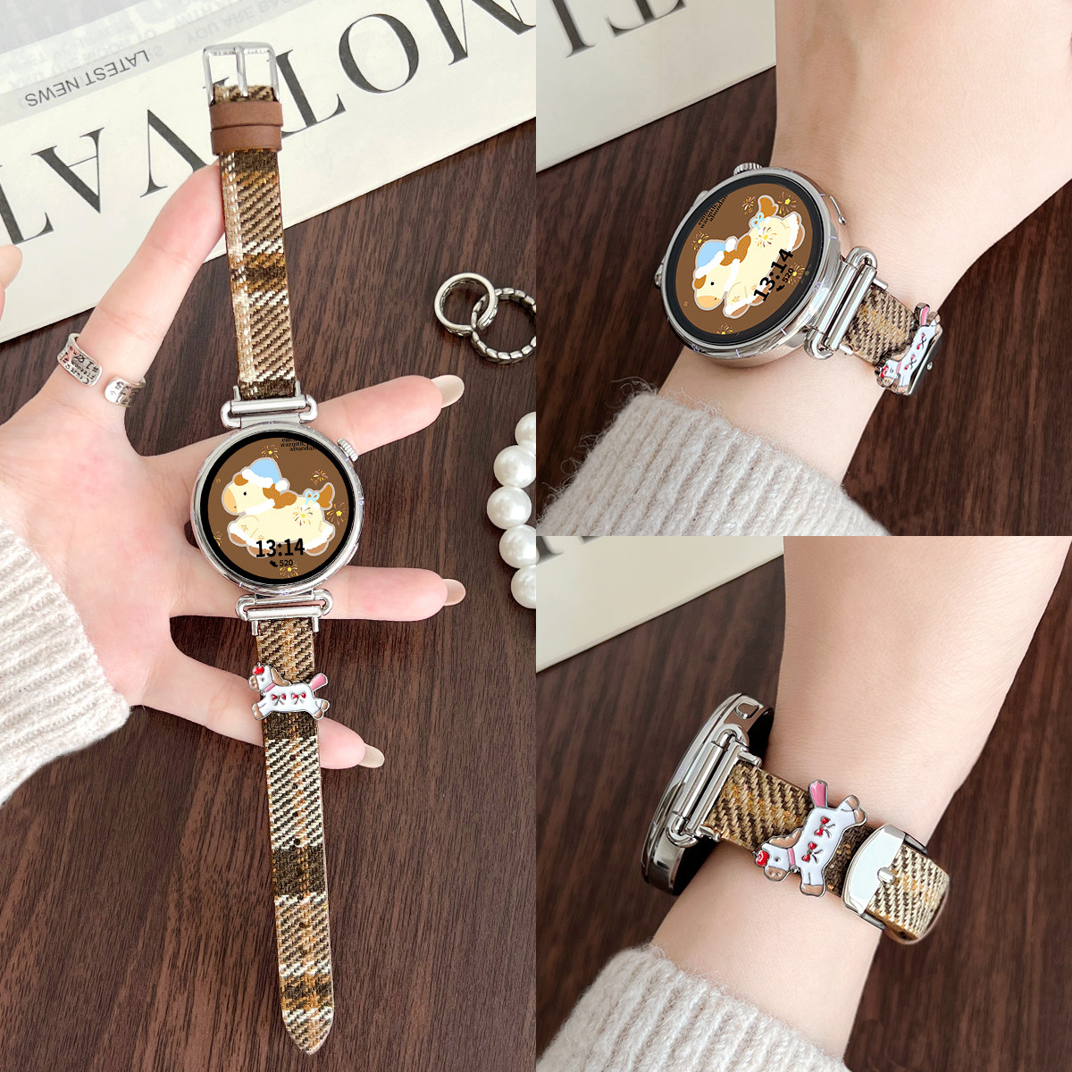 适用华为watch gt6手表带女款毛呢watchgt5新款智能运动腕表4pro高级感系列女表watch3女士高端专用2真皮表链,智能设备,智能手表手环表带/腕带,淘宝优惠券,粉丝福利购,淘宝优惠卷