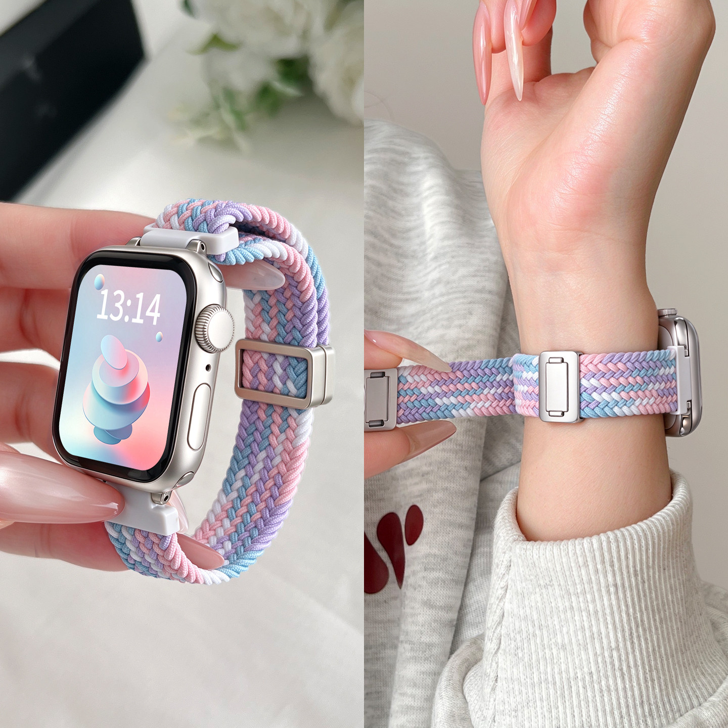 适用vivo watch gt2手表带vivowatchgt女款高颜值腕带watch6蓝牙版智能iqoo女士手表链5新款手链款3编织2磁吸