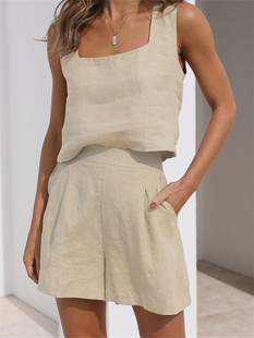 loose two piece Pocket 上衣口袋短裤 casual set休闲无袖 shorts