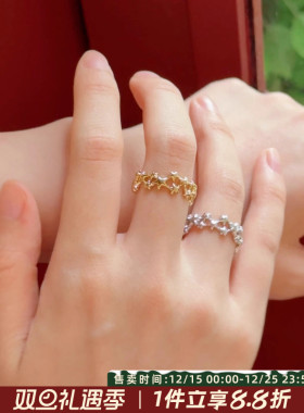 星星戒指日系11号戒一串星星指环韩系少女感无名指戒金属感