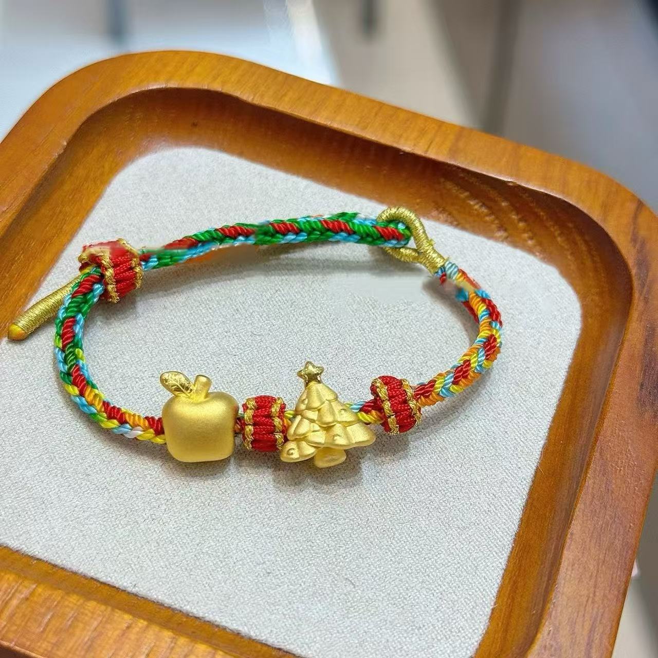 足金999苹果黄金麇鹿圣诞树手链平安夜送女友圣诞礼物