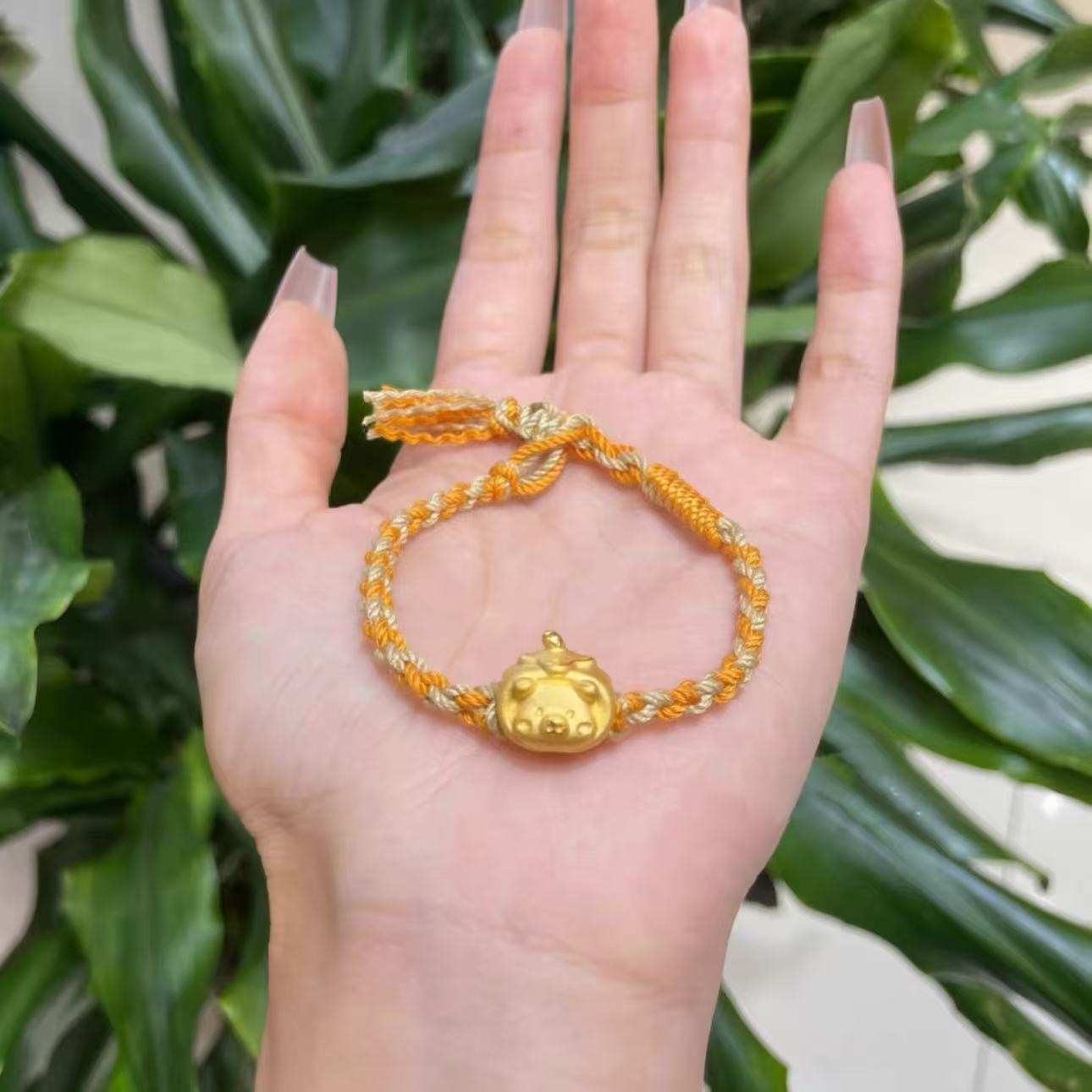 足金999柿子lulu猪黄金诸事顺利生肖猪手链送女友儿童