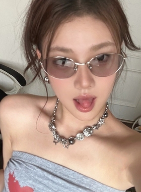 复古老钱风金属猫眼显瘦太阳镜