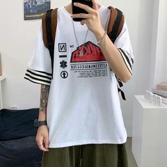 Fake two-piece short sleeve summer loose Korean versatile T-shirt