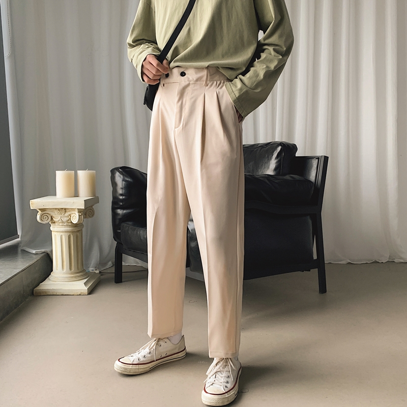 韓版休閒西褲男春秋直筒褲垂感百搭長褲港風墜感潮