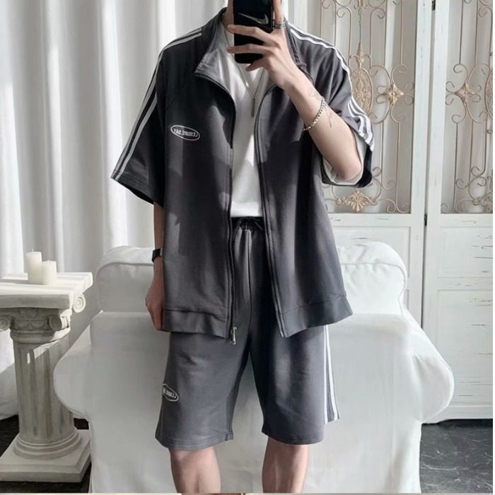 New casual suit popular trend 7 / 4 sleeve Japanese lazy simple 5 / 4 Pants two piece set