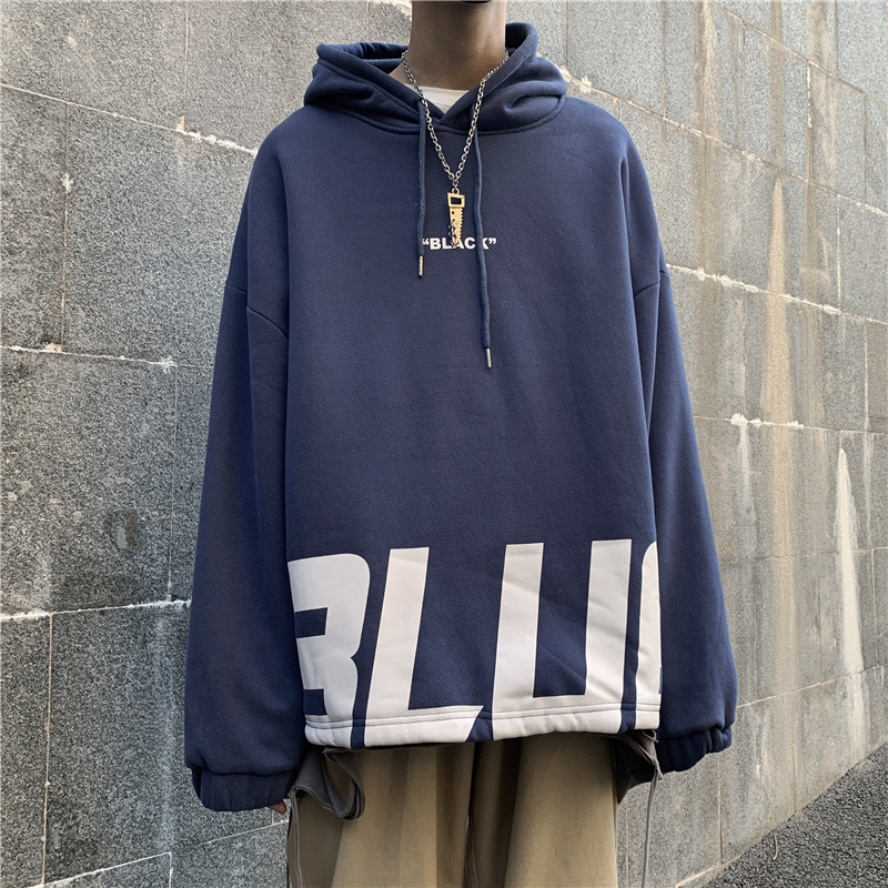 Fall new large letter printed hoods simple loose and versatile Pullover for men and women