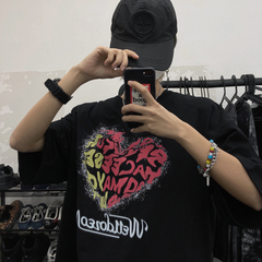 Original summer trend love letter print loose short sleeve t-shirt men's and women's top