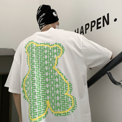 Original Harajuku 2021 new Korean fashion Cartoon Bear print couple T-shirt