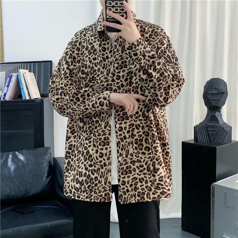 Chao Brand Hong Kong style color contrast Long Sleeve Shirt Men's Korean fashion couple loose bottomed shirt