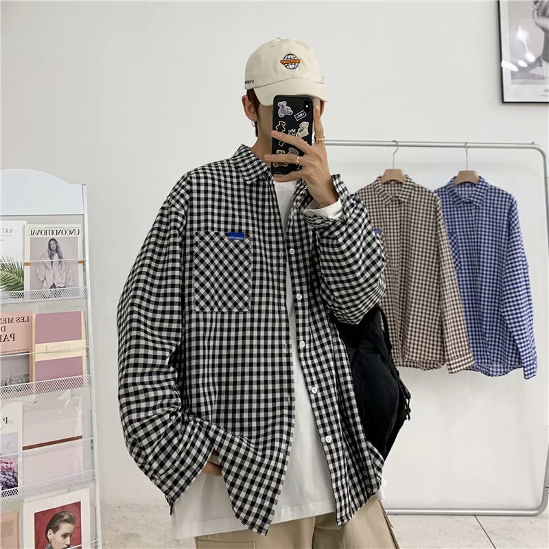 New Plaid long sleeve shirt for spring and summer