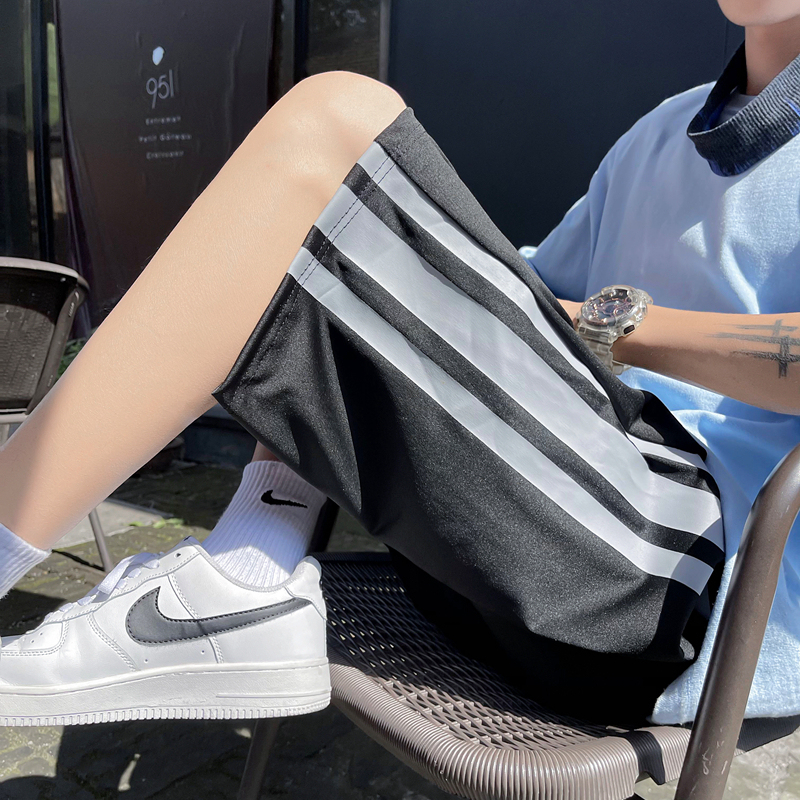 Hong Kong style sports Capris, Korean fashion, loose style, summer thin pants and ice silk shorts