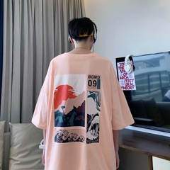 潮牌夏季新款短袖情侶文藝卡通印花寬鬆學生潮牌半袖