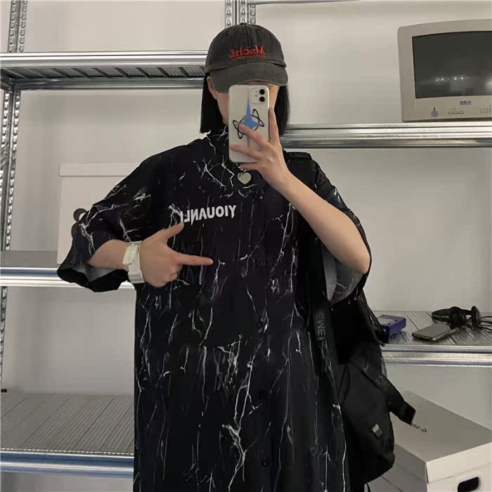 American Retro Tie Dyed short sleeve shirt for men and women