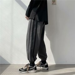 推薦條紋運動束腳褲潮男學生衛褲休閒褲子