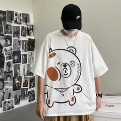 2021 new summer fashion cartoon graffiti loose half sleeve men's and women's round neck short sleeve T-shirt