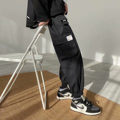 Lazy new versatile trend overalls Hong Kong Style Capris fashionable loose youth pocket