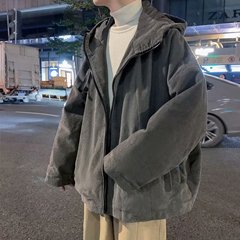 New Japanese cardigan coat hooded sweater fashion fashion trend solid color lazy men leisure