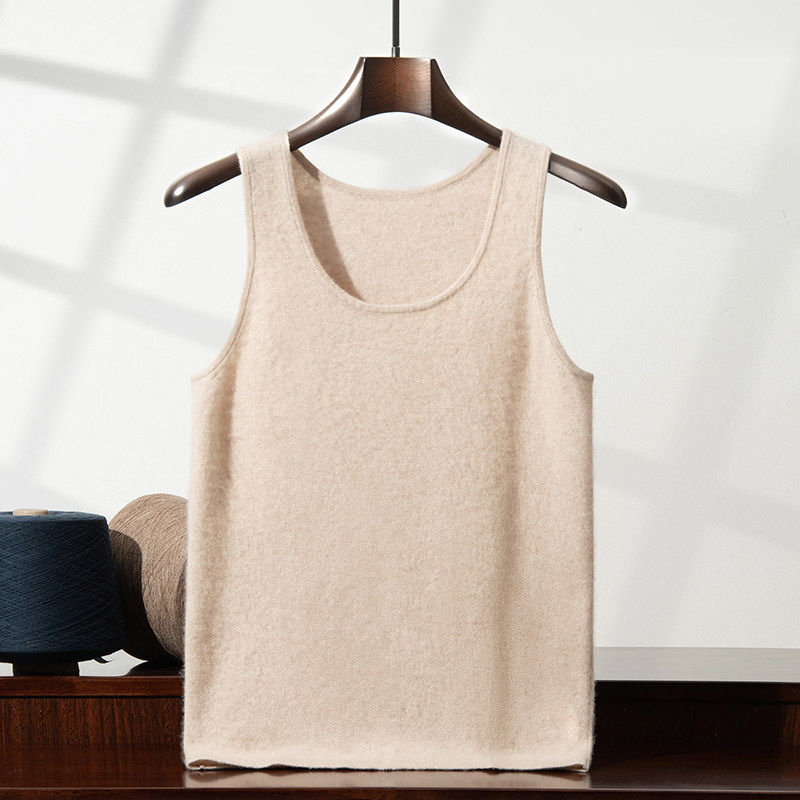 溪诺家/男士山羊绒吊带背心打底亲肤保暖内搭针织衫圆领无袖背心