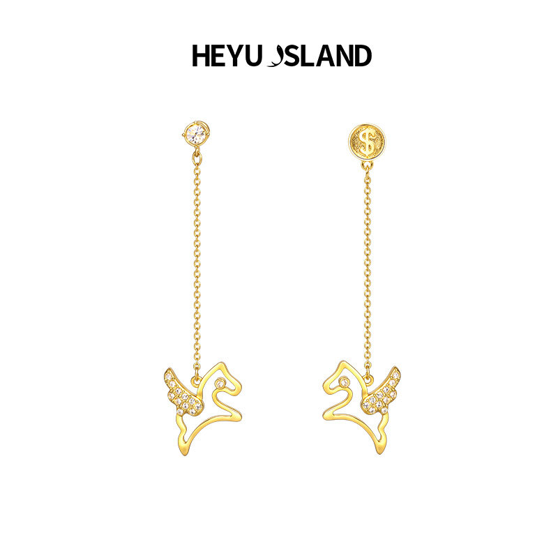 HEYU ISLAND/黑鱼岛金色个性轻奢马年飞马女耳环耳饰新年生日礼物,饰品/流行首饰/时尚饰品新,耳环,淘宝优惠券,粉丝福利购,淘宝优惠卷