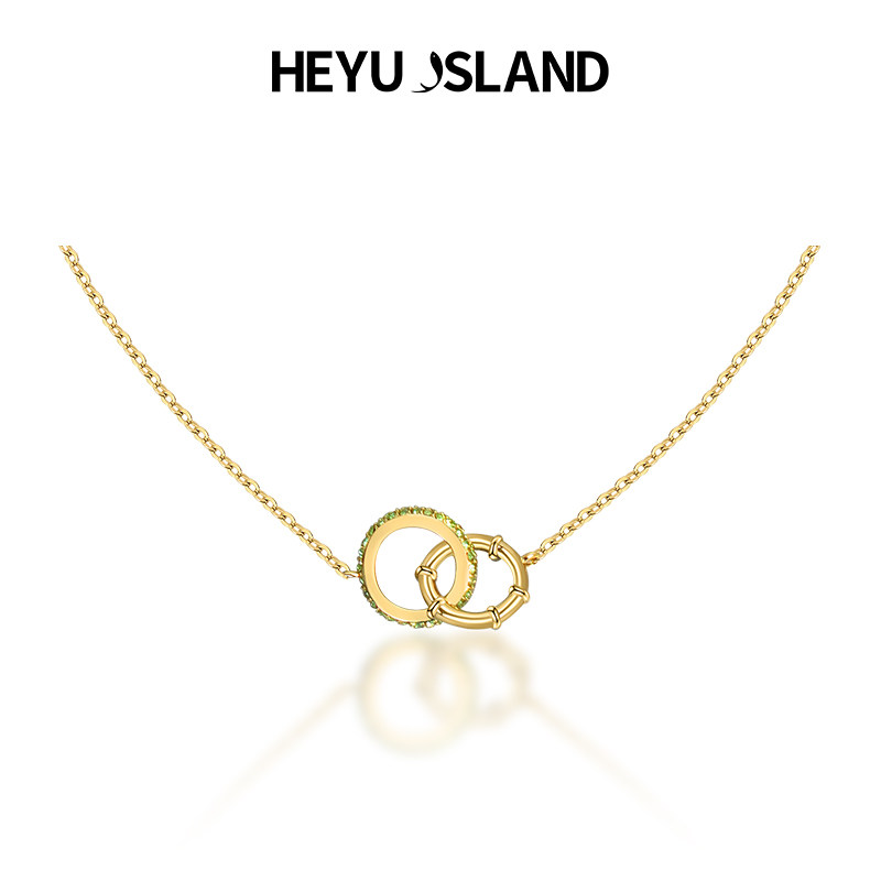 HEYU ISLAND/黑鱼岛节节高升竹节圈套环项链精致新中式锁骨链