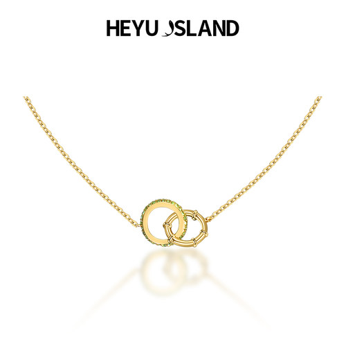 HEYU ISLAND/黑鱼岛节节高升竹节圈套环项链精致新中式锁骨链