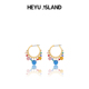 迪丽热巴孟子义同款 HEYUISLAND黑鱼岛糖果彩色串珠猫眼石耳环度假