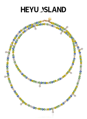 黑鱼岛水晶彩色锆石长项链叠戴