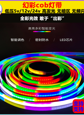 12v柔性cob幻彩灯带24vrgb七彩电竞ktv氛围5v汽车跑马流水可编程