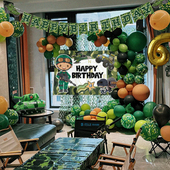 男孩12岁生日快乐气球军事氛围儿童派对背景墙装 饰场景布置10岁56