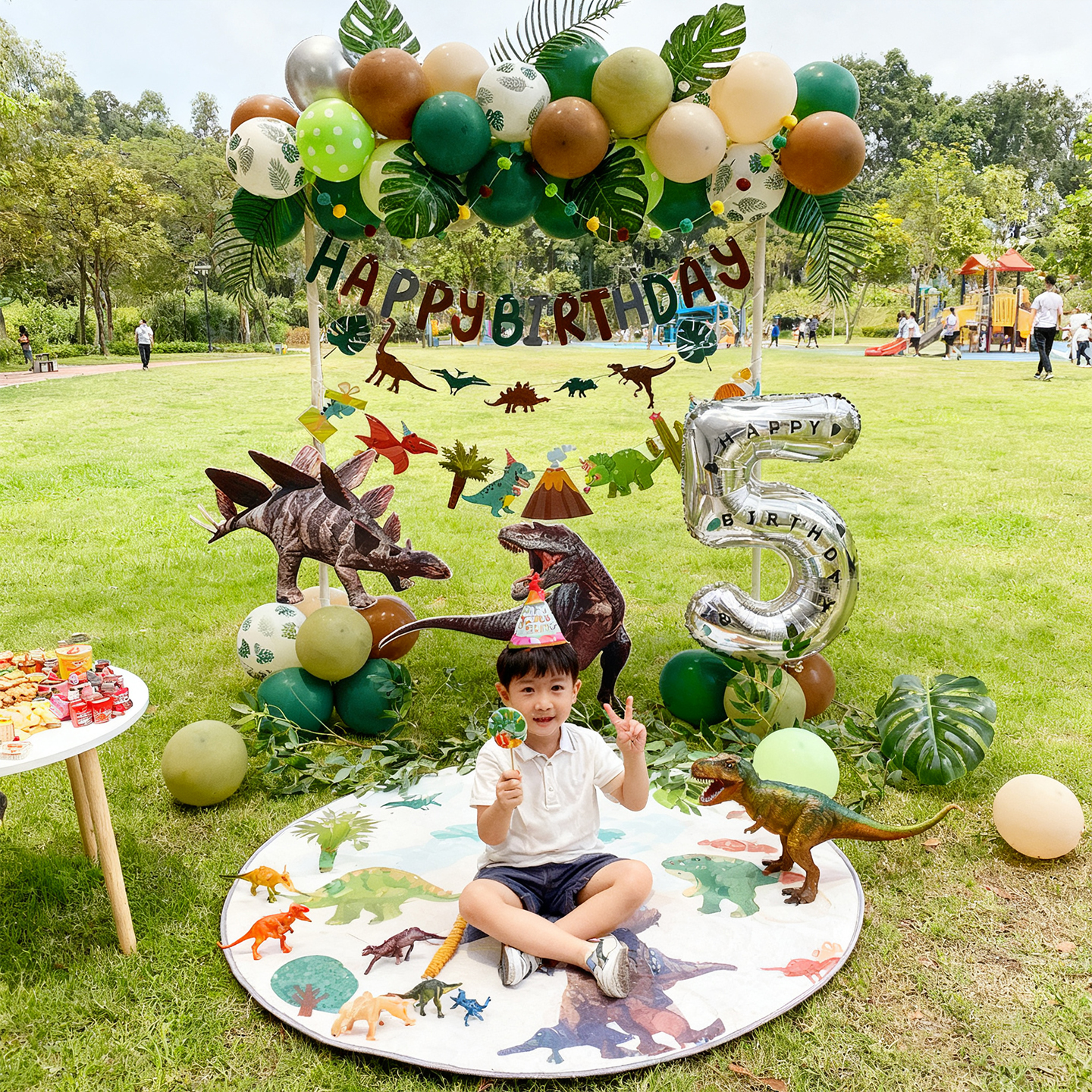男孩生日布置恐龙主题拱门气球