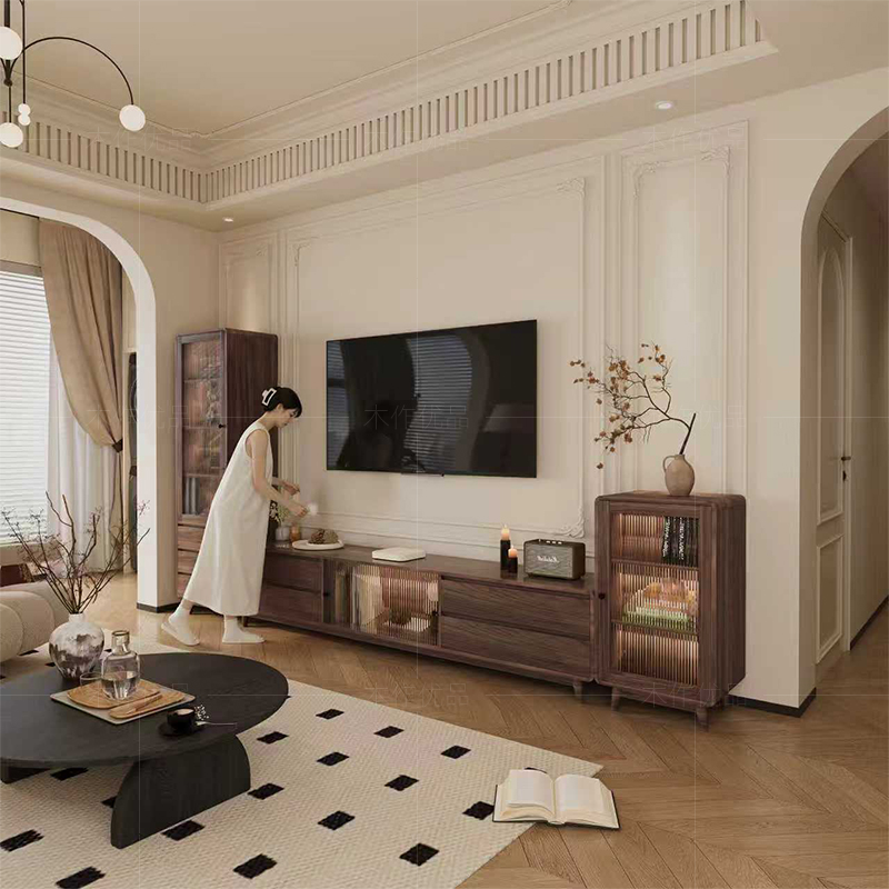 中古风储物实木环保基材电视柜